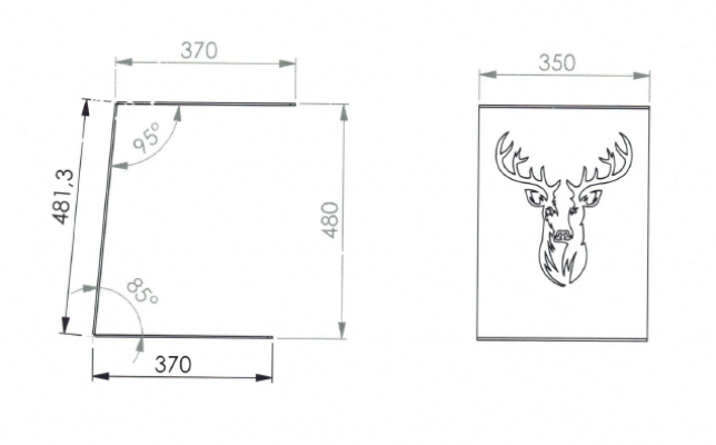 Beistelltisch mit Hirschmotiv, Massivholz Wildeiche mit LED